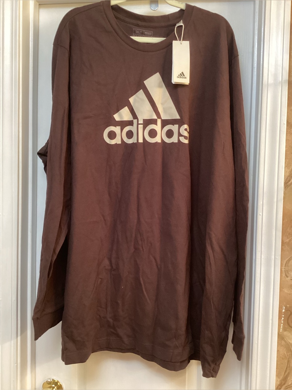Adidas Men's Brown Long-Sleeve Logo Shirt size 3XLT NEW